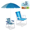 Kit Cadeira de Praia Infantil Hot Wheels + Cadeira de Praia Alta Alumnio Colorida + Guarda Sol 1,50m
