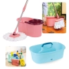 Kit Cesto Organizador Multiuso com Divisrias e Ala + Mop Pocket Giratrio 8 Litros Rosa Mor