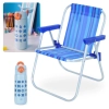 Kit Garrafa Trmica 480ml Inox e Ala Azul Kids + Cadeira de Praia Infantil em Aluminio Bel