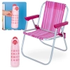 Kit Garrafa Trmica 480ml Inox e Ala Rosa Kids + Cadeira de Praia Infantil em Aluminio Bel