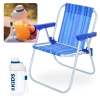 Kit Garrafa 660ml Squeeze Canudo e Ala Azul Kids + Cadeira de Praia Infantil em Aluminio Bel