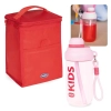 Kit Bolsa Trmica Porttil de 5 Litros Colorida + Garrafa 660ml Infantil Rosa Squeeze com Ala
