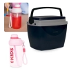 Kit Garrafa 660ml Rosa Squeeze Kids + Caixa Trmica 6 Litros Pequena Rosa