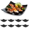 Kit 8 Pratos Quadrados Cncavo 15 Cm para Sushi em Melamina / Plstico Preto