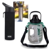 Kit Garrafa Fitness 1,8 Lts com Alas Suporta Celular + Garrafa de Ao Squeeze com Capa 750 Ml