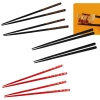 Kit 6 Pares de Hashi em Poliestireno 22cm / 2 Modelo Decorado Preto + 2 Vermelho + 2 Preto Liso
