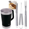 Kit para Churrasco 3 Peas Faca Garfo e Pegador Ao Inox + Jarra Trmica 1,9 Litros Preta