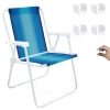Kit Cadeira de Praia Alta em Ao Mor + Protetor para o P da Cadeira Quadrado Branco Evita Riscos