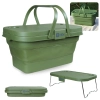 Cesta Dobravel para Picnic e Pesca com Tampa Vira Mesa Multiuso Colapsavel Retratil com Porta Copos Ntk