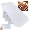 Kit 100 Travessas Retangulares 31cm para Buffet Churrascaria Espetinho Bandeja Poro Restaurante Branca