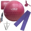 Kit Bola Suia 65cm de Pilates Textura Cravo Massage Ball + Mini Bomba + Faixa Elstica em Ltex Tenso Mdia