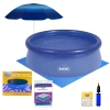 Kit Piscina Infantil 1000 Lts Inflavel + Capa e Forro + Guarda Sol Fashion 1,50m + Mini Bomba Lazer