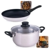 Kit Panela Caarola 25cm 5,3l com Tampa + Frigideira 25cm 1,8l Ao Inox Induo e a Gs / Fundo Triplo Mor