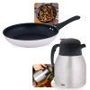 Kit Frigideira 25cm Inox Antiaderente 1,8l Fundo Triplo Induo e Gs + Garrafa Trmica 1,2l em Inox com Gatilho