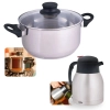 Kit Panela Caarola 21cm em Inox 3,2l Fundo Triplo Induo e Gs + Garrafa Termica em Inox 1,2l com Gatilho