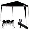 Kit Gazebo Articulado X-flex Preto Mor Tenda Praia 3x3 Sanfonada + Bolsa para Transporte com Rodas