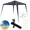 Kit Tenda Gazebo Praia 3m X 2,40m Encaixe em Rfia Azul Mor + Bolsa para Transporte com Rodas