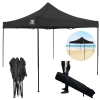 Kit Tenda Pagoda Preta Gazebo Praia 3x3m Sanfonada Articulada + Bolsa para Transporte com Rodas
