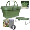 Kit Cesta Dobravel Tampa Vira Mesa Ntk para Picnic / Pesca + Copo T�rmico 5 em 1 Cinza 420ml com Abridor