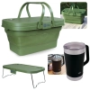 Kit Cesta Dobravel Tampa Vira Mesa Ntk Picnic / Pesca + Jarra Termica 1,9l Preta Parede Dupla Inox com Tampa