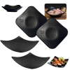 Kit 2 Mini Tigelas 100ml com Flor Ilustrada + 2 Pratos Quadrados Concavo 15cm para Sushi Comida Japonesa