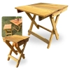 Kit Banco e Mesa em Madeira Dobravel Rustica Artesanal para Camping, Pesca e Jardim
