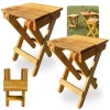 Kit 2 Bancos de Madeira Banquetas Dobraveis Rustica Artesanal para Camping, Pesca e Jardim