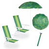 Kit 2 Cadeiras de Praia 4 Posies em Ao + Guarda Sol 1,30m + Saca Areia Colorido