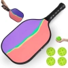 Kit Raquete Pickleball Art em Fibra de Vidro com Bordas de Proteo + 4 Bolinhas 40 Furos Cada