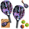 Kit 2 Raquetes para Beach Tennis de Praia em Madeira Lilas + Bolinha Borracha + 2 Bolinhas Beach Tennis