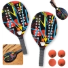 Kit 2 Raquetes para Beach Tennis de Praia em Madeira Red + 4 Bolinhas de Borracha