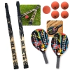 Kit 2 Raquetes para Beach Tennis Red + Jogo Tacobol Tacos de Bets em Madeira + 5 Bolinhas