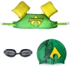 Kit Colete Infantil + Touca e culos de Natao Preto Personagem Aquaman Liga da Justia para Praia