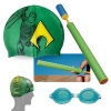 Kit Touca Infantil Personagem Aquaman + Oculos de Natao + Lana gua 60 Cm Colorido