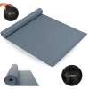 Kit Colchonete em Eva Cinza 1,73 M + Mini Bola Overball 25 Cm Preta para Pilates e Ginstica