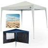 Kit Tenda Articulada Sanfonada Bege 3x3m Gazebo Dobravel + 2 Paredes Laterais na Cor Azul