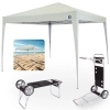 Kit Tenda Articulada Sanfonada Bege 3x3m Gazebo Dobravel + Carrinho com Avano para Praia Preto