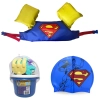 Kit Colete Infantil + Touca de Natao Personagem Super-homem + Baldinho para Praia