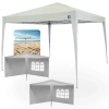 Kit Tenda Articulada Sanfonada Bege 3x3m Gazebo Dobravel + 4 Paredes Laterais Brancas