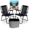 Kit 2 Cadeiras Praia Pretas + Caixa Trmica 26 Litros Cinza e Preta para Casa, Jardim e Parque