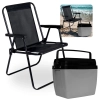 Kit Cadeira de Praia Dobrvel Preta + Caixa Trmica 26 Litros Cinza e Preto para Casa, Jardim e Parque