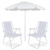 Kit 2 Cadeiras de Praia Brancas + Guarda Sol Branco de 2 Metros em Bagum para Casa, Jardim, Parque