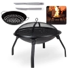 Kit Churrasco 2 Peas Inox Faca e Pegador + Frigideira para Grelhar + Churrasqueira Fogueira Brasa