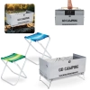 Kit 2 Banquetas Dobrveis de Alumnio + Churrasqueira Porttil To Go com Ala Vira Maleta Camping e Pesca