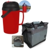 Kit Garrafa Termica 2,5 Lts com Bico Flip Vermelho + Bolsa Termica Aruba 13,5 Lts Colorida com Al�a