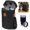 Kit Bolsa Trmica Malbec para 2 Garrafas de Vinho + Copo Trmico 5 em 1 Preto 420 Ml