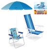 Kit Cadeira de Praia Infantil Patrulha Canina Azul + Cadeira de Praia Adulto 4 Pos Colorida + Guarda Sol 1,50m