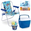 Kit Cadeira de Praia Infantil Azul Patrulha Canina + Caixa Termica 6 L Azul + Baldinho de Praia 8 Peas