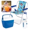 Kit Cadeira de Praia Infantil Azul Patrulha Canina + Cooler 6 Lts Azul + Garrafa 660ml Squeeze Azul