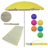 Kit Esteira de Praia 1,80m Amarela de Palha + Guarda Sol 1,60m Aluminio Colorido Passeio Parque